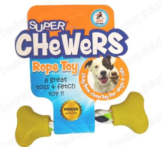 TOY DENTAL COTTON BONE FOR PETS/DOGS/CATS YELLOW SMALL