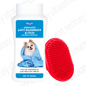 Drools Combo of Anti-Dandruff and Itch Shampoo for Dogs, 200ml with 1 Free Bathing and Grooming Hand Brush