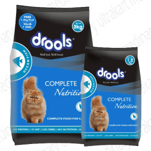 Drools Adult Dry Cat Food, Ocean Fish, 3kg with Free 1.2kg