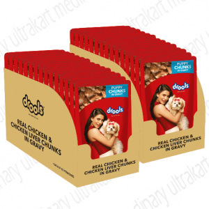 Drools Puppy Real Chicken and Chicken Liver Chunks in Gravy (Pack of 30 Sachet)