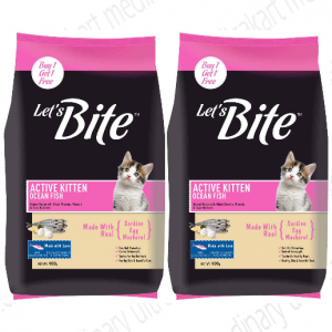 Let's Bite Active Kitten Cat Food, 400 gm (Buy 1 Get 1 Free)