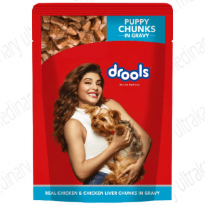 Drools Puppy Wet Dog Food, Real Chicken and Chicken Liver Chunks in Gravy, 15 Pouches (15 x 150g)