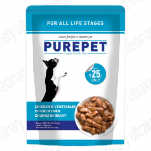 Purepet Wet Adult Dog Food, Chicken and Vegetable Chunks in Gravy, 24 Pouches (24x70g)