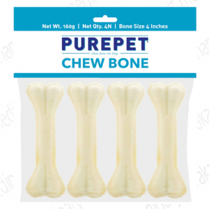 Purepet Pressed Chew Bones, Dog Treats, 10.16 cm - Pack of 4 Bones