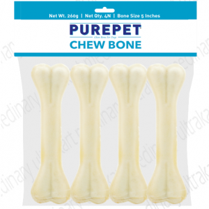Purepet Pressed Chew Bones, Dog Treats, 12.7 cm - Pack of 4 Bones