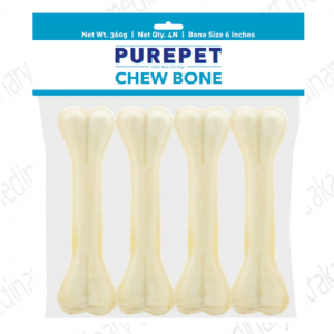 Purepet Pressed Chew Bones, Dog Treats, 15.24 cm - Pack of 4 Bones
