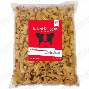 Baked Delights Chicken Flavour, Real Chicken Baked Cookies, Bone Shaped- Dog Treats, 800 gm