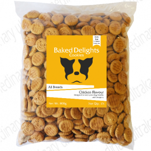Baked Delights Chicken Flavour, Real Chicken Baked Cookies, Round Shaped- Dog Treats, 800 gm