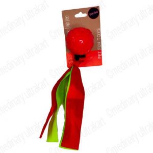TOY BALL WITH FRILL FOR PETS / DOGS / CATS RED