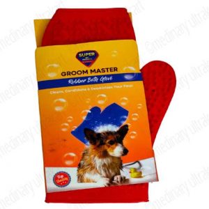 GROOMING HAND BRUSH RUBBER FOR DOGS / CATS RED LARGE