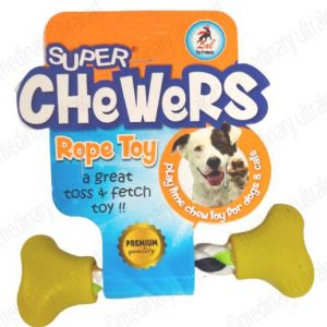 TOY DENTAL COTTON BONE FOR PETS/DOGS/CATS YELLOW SMALL