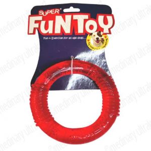 TOY RUBBER RING PUPPY FOR PETS / DOGS / CATS RED