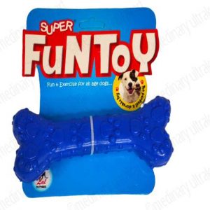 TOY RUBBER BONE FOR PETS / DOGS / CATS BLUE MEDIUM SIZE
