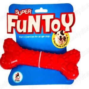 TOY RUBBER BONE FOR PETS / DOGS/ CATS RED MEDIUM