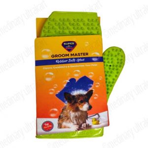 GROOMING HAND BRUSH RUBBER FOR DOGS / CATS GREEN LARGE SIZE